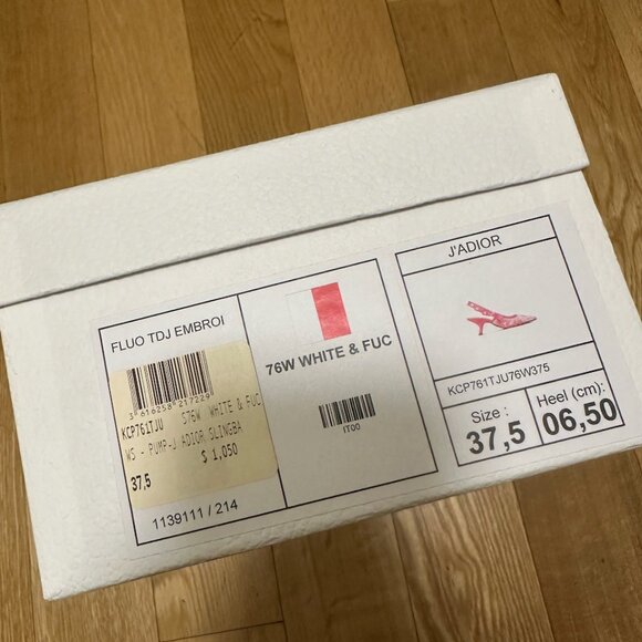 NEW DIOR J'ADIOR SLINGBACK PUMP EMBROIDERED COTTON PINK Toile De Jouy 37.5 7.5 - Picture 4 of 9